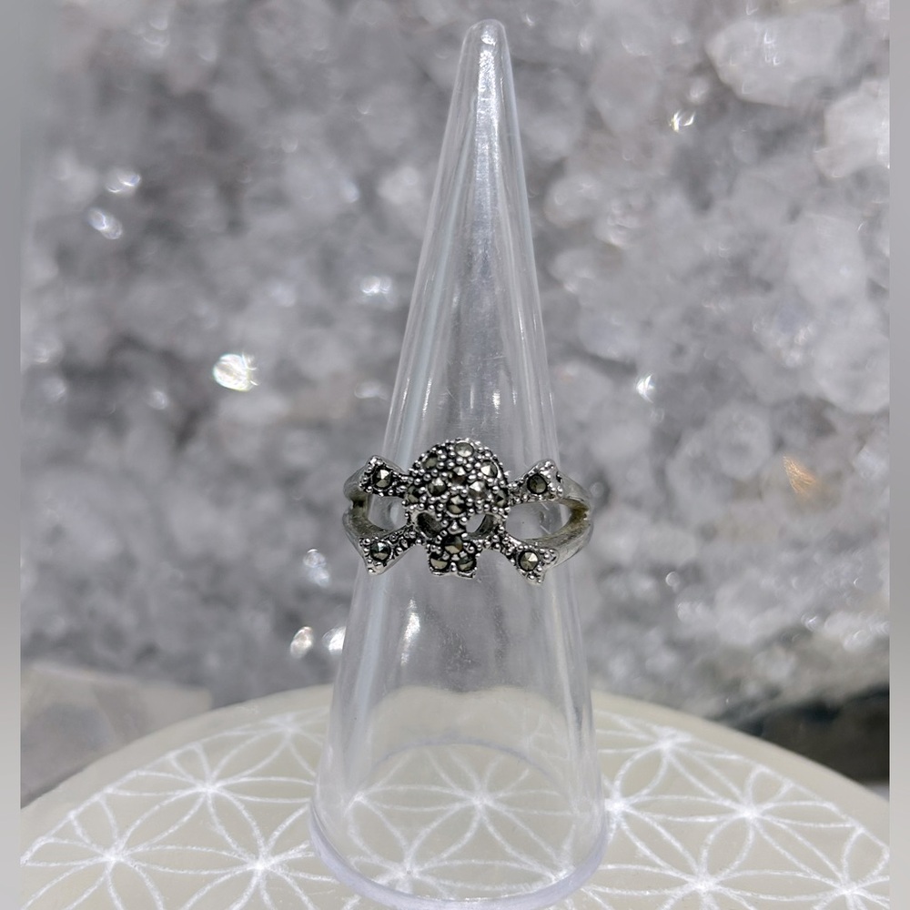 Gold plated marcasite skull ring